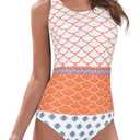 Athletic One Piece Swimsuit Women Modest Criss Cross Back Bathing Suit Quick Dry Full Coverage Swim Suit M