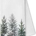 Christmas Tree Hand Towels for Bathroom, Kitchen Dish Towels, Winter Decor, 16x24 Inch