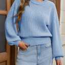 Saodimallsu Womens Batwing Long Sleeve Sweaters Casual Crewneck Loose Chunky Knit Fall Pullover Tops