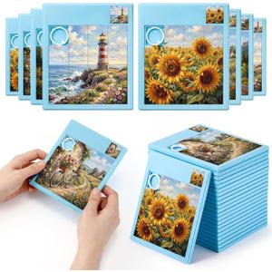 Junkin 23 Pcs Large Slide Puzzle Game Brain Teaser Sliding Puzzle for Adult, 16 pieces