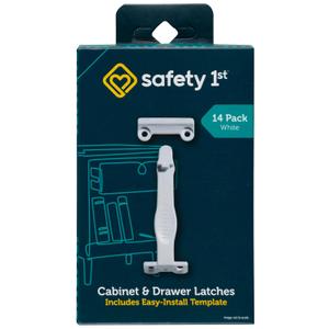 Safety 1st Cabinet & Drawer Latch 14 Pack, Babyproofing Locks for Toddlers, Easy Install, Child Safety, Hidden Design, Secure Cabinets & Drawers (White)