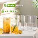 Plastic Drinking Glasses Set of 8, 14oz Rocks & 20oz Water Cups, Unbreakable Plastic Glasses Drinkware, Clear Kitchen Tumblers for Home & Outdoors, Reusable , BPA-Free, Top-Rack Dishwasher Safe
