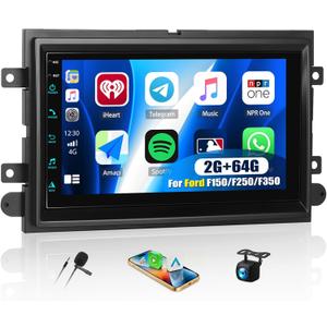 [2+64G] Android 15 Car Radio Stereo for Ford F150/F250/F350 2004-2014 with Wireless Carplay,7 Touch Screen Car Stereo with Mirror Link Bluetooth FM/RDS WiFi GPS SWC HD Backup Camera