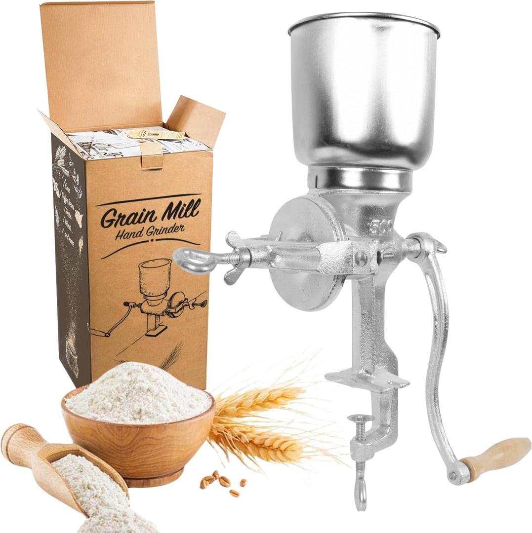 Handheld Iron Grain Mill - Manual Mill Food Grinder Hand Crack Corn Grinder Crank Grains Oats Corn Wheat Coffee Nuts Malt Mill Hand Operated Grain