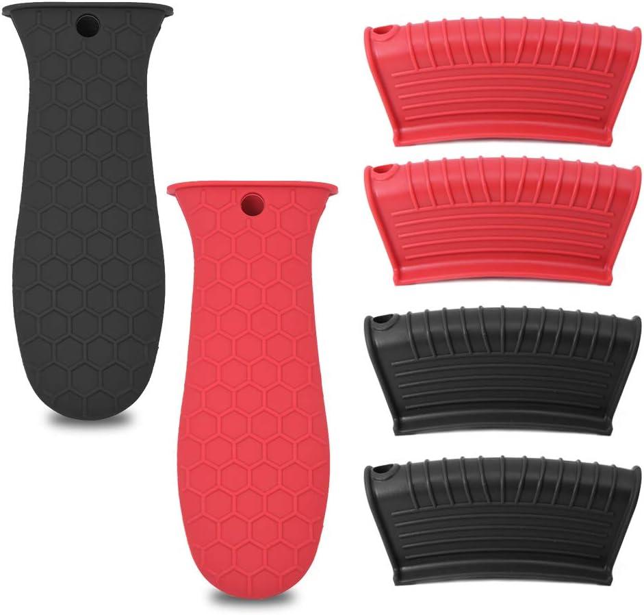 Set of 6 Silicone Hot Handle Holder Non-Slip Heat Resistant Pot Handle Holders Skillet Handle Cover Sleeve for Cast Iron Skillets Frying Pan Griddle Kitchen Cookware Handles