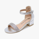 Vonair Girls Sandals Low Heels Ankle Strap Open Toe Dress Shoes Flower Girl Party Wedding Shoes for Girls, Size 3