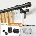 Double Curtain Rods for Windows 66 to 120 Inch, Black