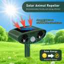 2026 Upgraded Ultrasonic Solar Animal Repellent Outdoor, Deer Repellent Devices Squirrel Cat Raccoon Rabbit Dog Deterrent with Motion Sensor for Yard Garden Lawn-2 Pack