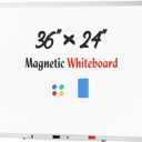 Magnetic Dry Erase Board & Whiteboard, 35.8 X 24 Inches, Silver Aluminum Frame, Comes with 1 Dry Eraser, 2 Dry Erase Markers 1 Pen Tray & 4 Push Pin Magnets