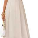 ZESICA Women Summer Sleeveless Midi Dresses 2026 Elegant Boat Neck A Line Tie Waist Spring Cocktail Party Dress Apricot, Medium