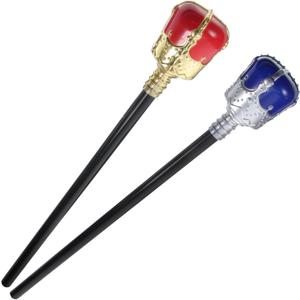 King Scepter, 2Pcs King Costume Scepter Kid Scepter Wand King Scepter Wand Props Royal King Queen Scepter for Role Play Halloween Dress-Up Party Prom
