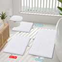 Smiry Luxury Chenille Bathroom Rugs 40x24, Extra Soft and Absorbent Shaggy Bath Mat, Machine Washable, Non-Slip Plush Carpet Runner for Tub, Shower, and Floor, Home Decor Accessories, White
