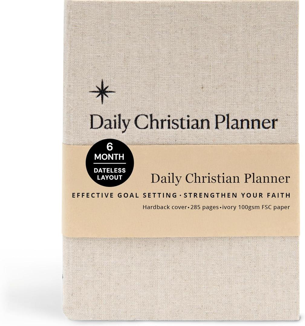 Daily Christian Planner & Goal Setter (Cotton Hardback) - Faith Planner & Daily Devotional, Goal Setting, Prayer Journal, Bible Journal, Christian Gifts For Men & Women