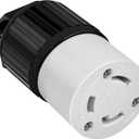 ENERLITES NEMA L5-30R Locking Connector for Generator, Twist Lock Female Plug, 30 Amp, 125 Volt, 2 Pole, 3 Wire Grounding, Industrial Grade Heavy Duty, UL Listed, 66452-BK, Black