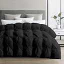 SLEEP-NEST Super King Plus Comforter 138x122 Hotel Luxury Down Alternative Pinch Pleated 1 Piece Comforter with 8 Tabs/Loops, Extra Large XL King Quilt for All Season, Oversized King - Black