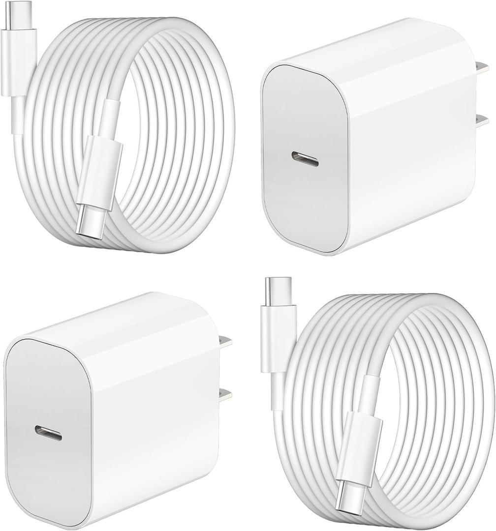 Fast Charging for iPhone 16 15 Charger,2Pack 20W Apple USB C Charger Block with 6FT USB C to C Charging Cable for iPhone 16 Pro max/16 Pro/15 Pro/15Plus/iPad Pro 12.9 11/iPad Air 5 4/iPad mini 6 (White)