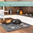 Dish Drying Mat, Silicone Dish Drying Mat for Kitchen Counter, Dish Drainboard with Built-in Drain, Non-silp, Heat Resistant, Dishwasher Safe (Gray, 20"x17")