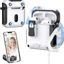 for AirPods Case Cover 2nd/1st Generation, Compatible with Magsafe, Magnetic Automatic Lock, Charging Port Dust-Proof & Stand Design with Cleaning Kit, Black/White