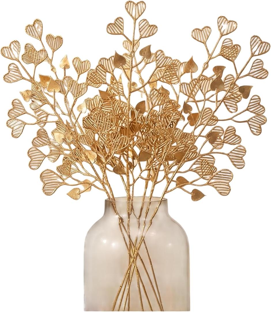40 Pcs Decor Fake Heart Leaves for Christmas Decoracion Gold Leaf