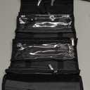 Large Capacity Hanging Eco Polyester Travel Toiletry Bag Makeup Cosmetic Bag 4-in-1 Roll-Up Make Up Storage Organizer With 4 detachable Removable Zipper Clear TPU Pouches & Hook