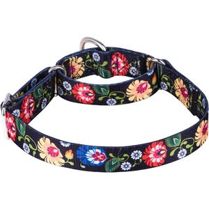 Serijoars Adjustable Martingale Dog Collar Heavy Duty Nylon Dog Collar for Medium Large Dogs Walking Training Boy and Girl Dogs (M, Black)