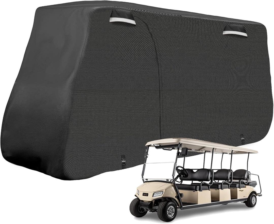 SAPUBK Golf Cart Cover Golf Cart Accessories with Side Door Ziper Compatible with Club Car/EZ-GO/Yamaha for Rain UV Dust Protection All Weather (6+2)