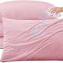 Kingrest Waterproof & Noiseless Pillow Protector (Queen, Pack of 4, Pink), Breathable Pillow Covers with Zipper, Machine Washable Pillow Encasment