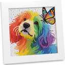 geesfayan Diamond Art Kits for Kids Ages 8-12,6 Inch DIY Gem Art Painting with 7 Inch Frame, Complete Starter Kit for Beginners, Creative Arts & Crafts Gift for Girls & Boys (Butterfly Dog)