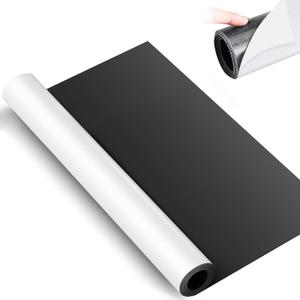 Relaxweex 24 Inch x 5 ft x 30mil Extra Large Adhesive Magnetic Sheet Roll Not Printable Adhesive Backing Cut and Customize Flexible Sheets Blank White Surface Magnetic Sign for Craft Photo Craft