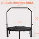 BCAN 450/550 LBS Foldable Mini Trampoline, 40"/48" Fitness Trampoline with Bungees, U Shape Adjustable Foam Handle, Stable & Quiet Exercise Rebounder for Adults Indoor/Outdoor Workout (40IN, 40-BLACK)