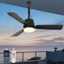 42" Outdoor Ceiling Fans with Lights and Remote, Hanging Gazebo Fan, Plug in Ceiling Fan for Patios,3 Color Dimmable, Portable Fan with Hook for Porch, Pergola, Black