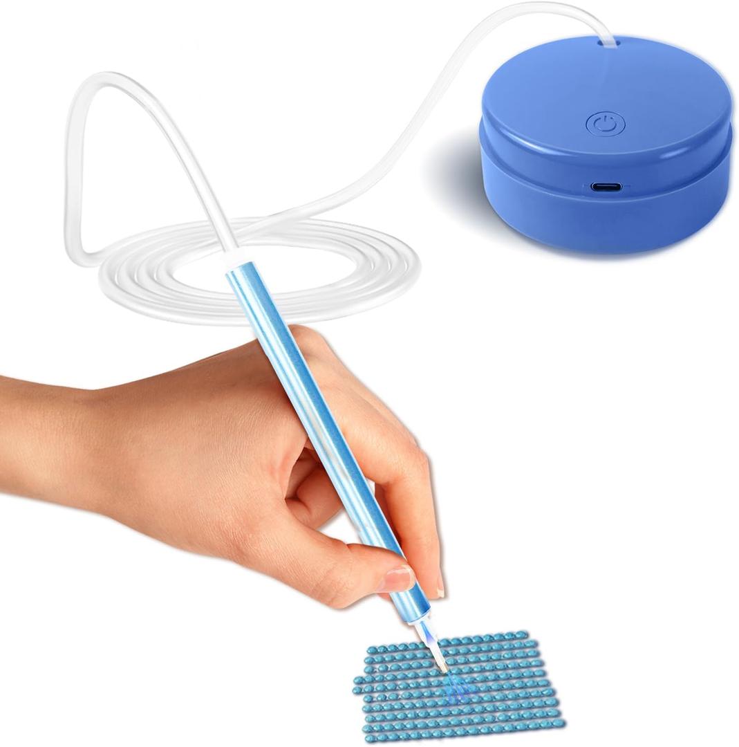 Failenfeivp Electric Diamond Art Pen for Diamond Painting, Vacuum Art Painting Pen with Storage Tray,Effortless & Powerful Performance. (Ordinary, Blue)
