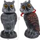 Hausse 2 Pack Fake Owl Decoys to Scare Birds Away, Rotating Head Plastic Owl Bird Deterrents, 10.6 Inch Height Bird Scarecrow Nature Enemy Horned Pest Repellent for Outdoor Garden Yard