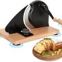 Premium Manual Bread Slicer for Sourdough & Crusty Artisan Breads | Adjustable Thickness Stainless Steel Blade with Suction Base + Scale Guide | Hand Crank Even Slicing for Home Bakeries & Commercial