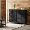 WLIVE Dresser for Bedroom with 8 Drawers, Wide Fabric Dresser for Storage and Organization, Bedroom Dressers, Chest of Drawers for Living Room, Closet, Hallway, Black