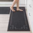 BEQHAUSE Kitchen Rugs Non-Slip Washable [2 PCS], Machine Washable Kitchen Mats Absorbent Soft Kitchen Runner Rugs for Floor,Sink,Hallway,Laundry,20x32+20x48, Dark Grey