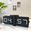 Retro Flip Clock, 24-Hour Military Time Display, Battery Powered Desk & Wall Shelf Clock with Mechanical Number Display, Noise-Free Operation, Oversized Flip Digits, Modern Decor Gift
