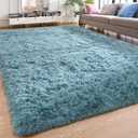 YJ.GWL Area Rugs for Living Room Bedroom, 3x5 Machine Washable Small Teal Bedside Rug, Soft Fluffy Shaggy Thick Shag Indoor Floor Carpet for Kids Boy and Girls Room Preppy Dorm Home Decor Aesthetic (Turquoise Green)
