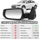 Driver Side View Mirror Compatible with 2016 2017 2018 2019 2020 2021 2022 Malibu LT Hybrid, Mirrors With Heated Turn Signal,7-Pins OE-GM1320539 (White)