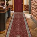 Boho 2x5 Small Kitchen Runners Rugs Non Slip - Washable Soft Area Rugs for Bedroom, Floral Non Skid Runner Carpet for Bathroom, Laundry Room, Hallway, Entryway (Dark Red)