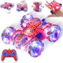 Gesture Sensing Remote Control Car, 2.4Ghz RC Cars with Wholebody Light & Headlight, Hand Controlled Double Sided Rechargeable RC Stunt Car Spider Toys for Boys 4-6 5-7 8-13 (Dual Control Red)