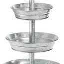 Okllen 3 Tier Serving Tray, Galvanized Metal Cupcake Stand Vintage Dessert Appetizer Stand, Rustic Home and Garden Display Stand for Country Farmhouse, Kitchen, Indoor, Outdoor Use