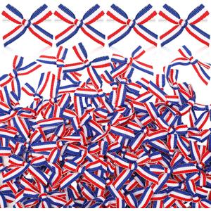 Foilswirl 200 Pcs Mini Red Blue White Bows Small 4th of July 250th Anniversary Patriotic Twist Tie Bows Independence Day Tree Ribbon Bowknot for Gift Wrapping DIY Craft Party Decor(Striped Style)