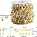 PAMIR TONG Pearl Beading Chain Beaded Rosary Link Chains for Craft DIY Bracelet, Necklace, Glass, Mask, Shoes, Clothes Decoration,Jewelry Making (CC29)