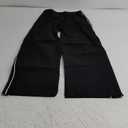 Haloumoning Girls Wide Leg Track Pants Kids Baggy Striped Parachute Pants Athletic Joggers with Pockets 5-14Y (11-12 Years, Black)