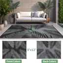 sarben Outdoor Rug 9x12 Waterproof for Patio Clearance, Reversible Indoor Outdoor Plastic Straw Camping Rug Carpet, RV Mat, Large Area Rug for Deck, Backyard, Balcony, Porch, Beach, Black & Grey