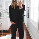 Fixmatti Women Casual 2 Piece Outfit Long Pant Set Sweatsuits Tracksuits (Black, M)