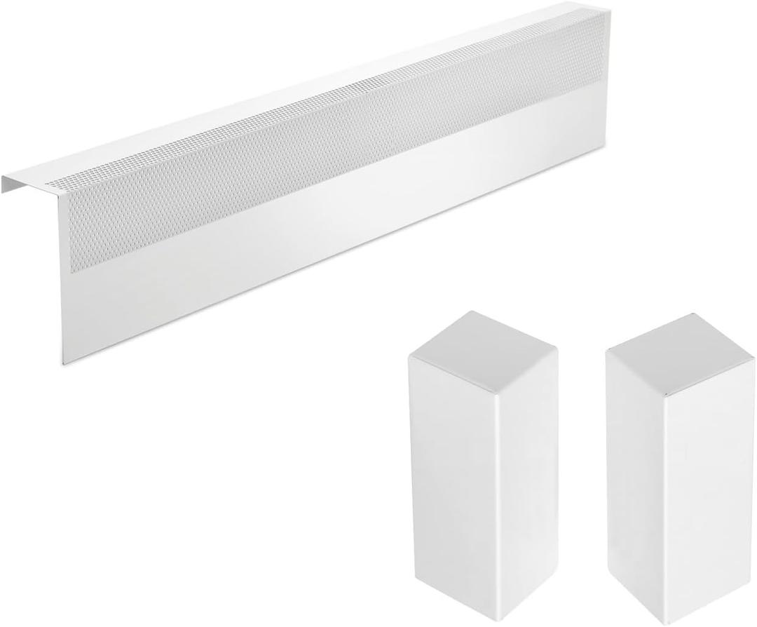 Upgraded 3 FT Base board Heater Cover with Left and Right Endcaps, Galvanized Steel Easy Slip-On Heater Cover for Replacing Old and Rusty Looking Electric and Hydronic Base board Heat Covers