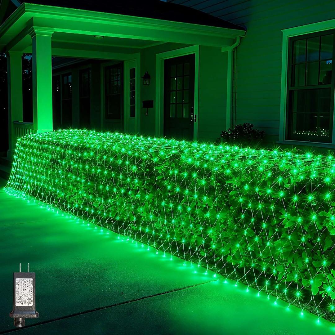 LitHome 21FT x 5FT Christmas Net Lights Outdoor Mesh Lights, 360 LED St Patrick’s Day Net Light for Bushes Connectable, 8 Modes Green Giant Mesh Light Waterproof for Christmas Garden Party Roof Decor