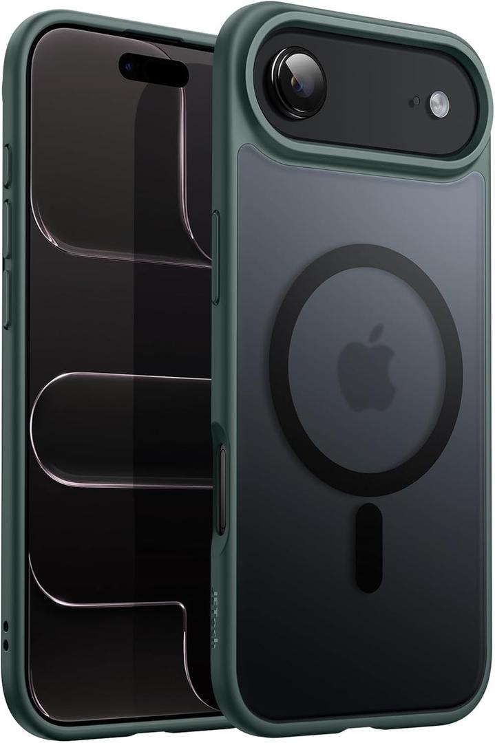 JETech Magnetic Case for iPhone Air Compatible with MagSafe, Translucent Matte Back Slim Minimalist Shockproof Phone Cover, 6.5-Inch Display (Dark Green)